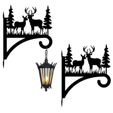 Imagem de peacoblue 2 ganchos de ferro para plantas penduradas ao ar livre, vaso de flores, lanterna, alimentador de pássaros, sino de vento, 30 x 38 cm, suporte de parede de metal resistente ao clima para