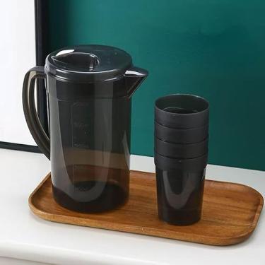 Imagem de Conjunto de jarra de água, chaleira de plástico com 4 xícaras, 1,701 g/1,8 L, jarra de água com tampa, jarra de chá gelado, jarra, livre de BPA, ótimo para bebidas geladas e quentes, ambientes