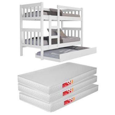 Imagem de Beliche em MDF com Escada e Auxiliar Pintura UV Compatível com Colchão