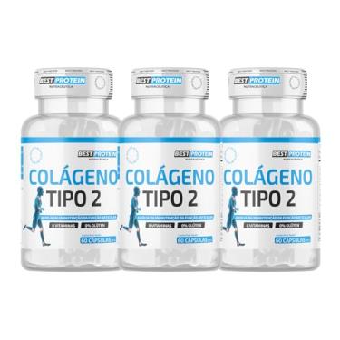 Imagem de Kit 3x Colágeno Tipo 2 Joelho Articulação Manutenção da Função Articular Pote 60 Cáps Não Desnaturado Proteina 40 mg Rende 180 Doses + Vitamina B1 B2 B6 B12 C E D3 Matéria Prima Importada 100% Natural