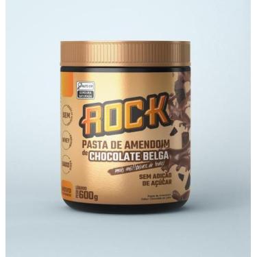 Imagem de Pasta de Amendoim Com Whey 600g Zero Açúcar Sabor Chocolate Belga Rock