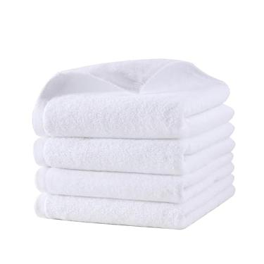 Imagem de Pacote de 4 toalhas de mão 35,5 x 76 cm, toalha felpuda de algodão macio branco com secagem rápida e altamente absorvente, toalhas de banho extra grandes perfeitas (branco, 35,5 x 76,2 cm - pacote com