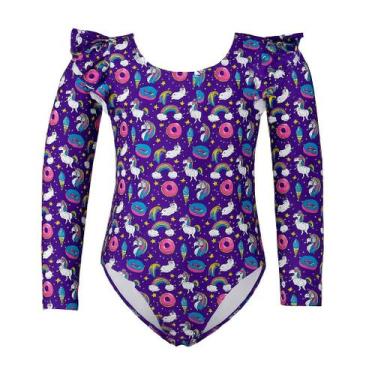 Imagem de Maiô Manga Longa Infantil Bebe Maio Menina Proteção Uv 50+ - Tubarão S