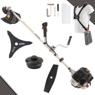 Imagem de Roçadeira KW43-LE Kawashima À Gasolina 2 Tempos 43cc 1,7HP Alta Rotação Cortador de Grama Completo Com Carretel Nylon + Faca 2 Pontas + Faca 3 Pontas