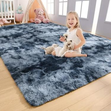 Imagem de AROGAN Tapetes Macios Com Arco-Íris Para Quarto De Meninas, Fofos Quarto, Tapete Princesa, Colorido Fofo Crianças, Adolescentes, Berçário (Azul-Cinza, 1,2 M X 1,8 M)