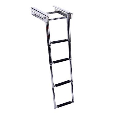 Imagem de Escada telescópica para barco, escada, para barco, piscina, 4 degraus, escada, extensão de aço inoxidável, para pontão, iate, piscina, carga, 150 kg, escada de piscina