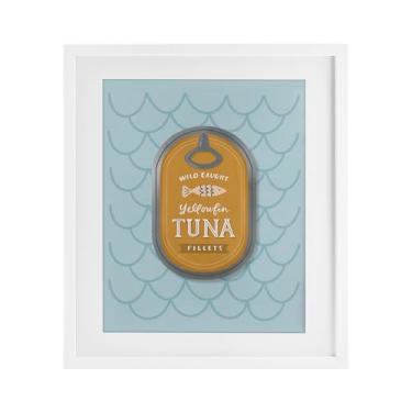 Imagem de Stupell Industries Impressão emoldurada branca de atum náutico sob vidro por Sandra Picco, 40 x 33