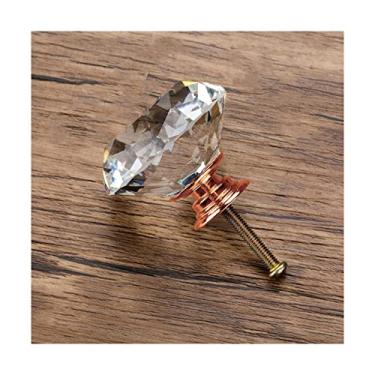 Imagem de Puxador de armário 40 mm maçanetas de porta de armário de cristal puxadores de gaveta de vidro corte diamante liga de zinco com puxadores de parafuso para armários cômoda decoração de casa puxadores