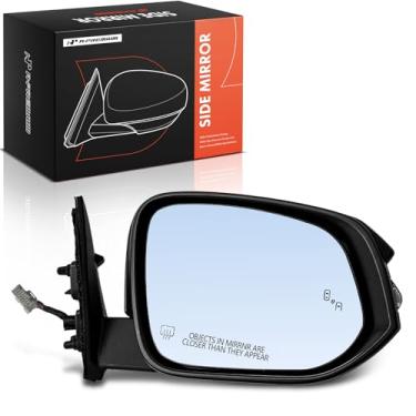 Imagem de A-Premium Espelho retrovisor elétrico lateral do passageiro - compatível com Toyota Highlander 2014-2019 - Espelho retrovisor externo preto dobrável manual aquecido com luz de poça de sinal e detecção