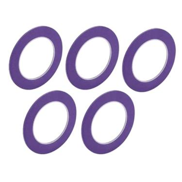 Imagem de Edinstry 5 peças de fita adesiva de 0,1 polegada x 52,5 metros, fita adesiva de pintura de fácil remoção para pintura, etiquetagem e artesanato DIY, papel crepe, aderência média, sem resíduos, fita