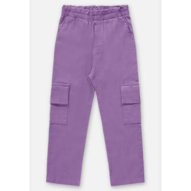 Imagem de Calça em Sarja Infantil Menina Up Baby, Roxo, 1