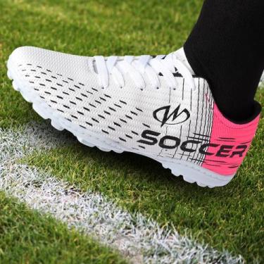 Imagem de Chuteira Society Grama Sintética Runway Soccer Masculino, 39, Branco