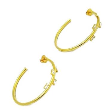 Imagem de Brincos Argolas 4 Pontos De Luz Banho Ouro 18k 4612 - Très Chic Joias,
