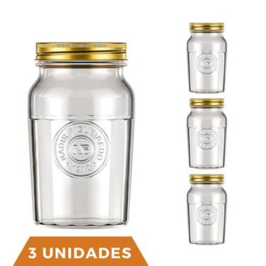 Imagem de 3 Potes Vidro Americano Rosca Alimentos 1,5L Vintage Nadir - NADIR FIG