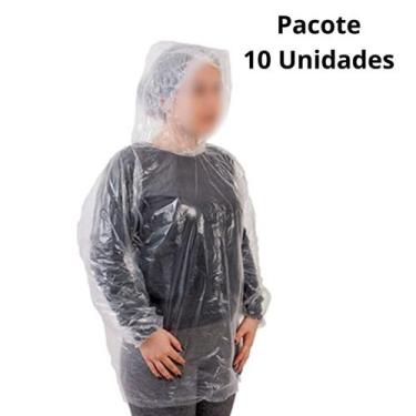 Imagem de 10 Bata Plástica Transparente Com Capuz Elástico No Punho - Aradesc, B