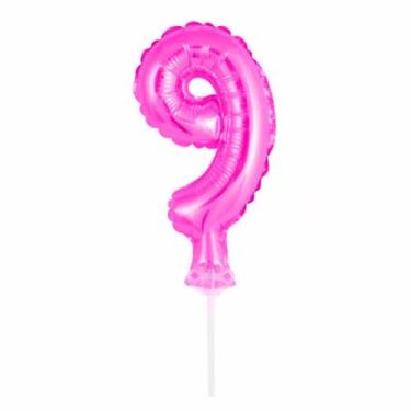 Imagem de Topo De Bolo Vela Balão Com Vareta Auto Inflável Rosa Pink - PartiuFes