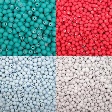 Imagem de Kit Miçanga Passante Bolas Emborrachadas 8mm Plástico 4 Cores 400pçs 1