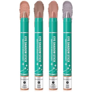 Imagem de GADMLURY 4 peças de bastão de sombra, bastão clareador de olhos, maquiagem cremosa cintilante, lápis delineador de olhos com glitter de longa duração à prova d'água (4 peças B)