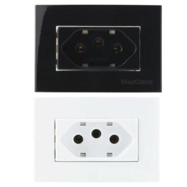 Imagem de 12 Tomada 3 Pinos 20a Preto + 6 Tomada 3 Pinos 20a Branca Movel Embuti