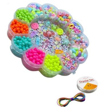 Imagem de Kit Miçanga Montagem Bijuteria Pulseira Colar Infantil 1500pçs Flor1 -