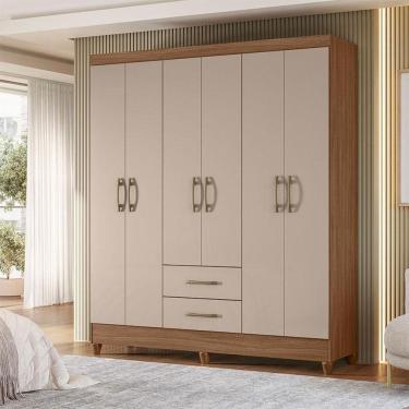 Imagem de Guarda Roupa Casal Ambiente Panamá 6 Portas Carvalho Fendi - Moval