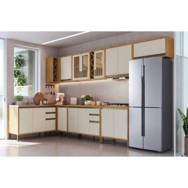 Imagem de Cozinha Modulada Ronipa Tempranillo Tempranillo 8 Peças (4Aéreos+4Balcões) C8P83 Amendoa/Off White-Ronipa