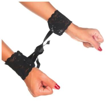 Imagem de Algema Em Renda Mil Toques Bracelete Erótico de Renda com Cetim para Jogos de Casal ALGR01 (PRETO)