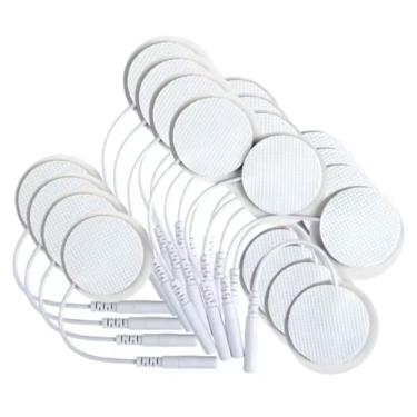 Imagem de Eletrodos Adesivos Redondos para TENS, 3,2 cm, Kit com 10 Unidades, Conector 2mm, Branco