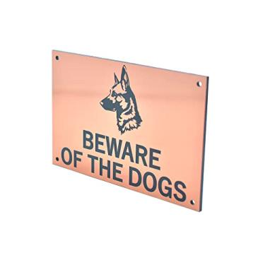 Imagem de Placa Beware of the Dogs (Pastor Alemão) - Aviso fácil de ver, aviso interno/externo, sinal de dissuasão (ouro/prata/cobre) (cobre)
