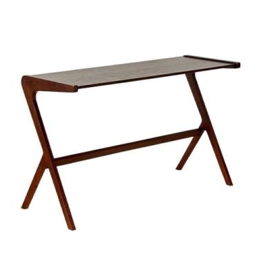 Imagem de ZzleoyuUUs-12 Mesa de escritório de 47,2 polegadas para espaços pequenos, estrutura estável em forma de Y, estilo simples moderno mesa de estudo de madeira de faia (marrom)