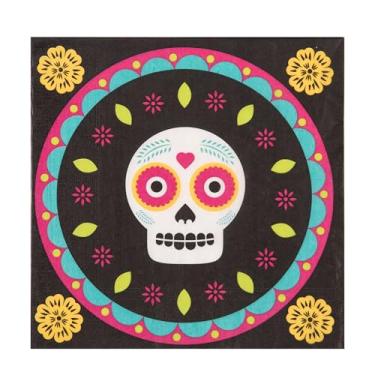 Imagem de Transpac Guardanapos multicoloridos de Halloween de 16,5 cm - Conjunto de 20 utensílios de mesa de papel descartáveis para celebrações assustadoras - Perfeito para uso interno, seguro para alimentos