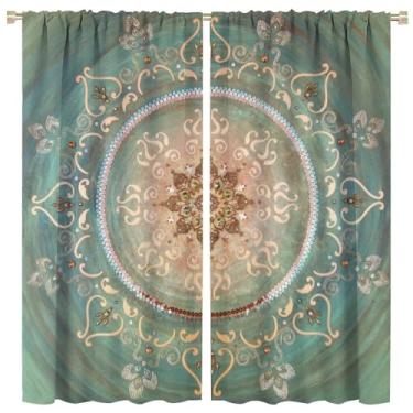 Imagem de Cortinas blackout mandala boho, cortinas estilo boêmio para quarto, sala de estar, estúdio, dormitório, janela, cortinas, 2 painéis, 132 x 213 cm