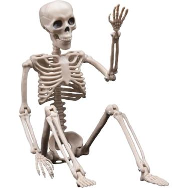 Imagem de 1 peça de brinquedo assustador de esqueletos possíveis para decorações de Halloween ao ar livre, interior, mini esqueletos pequenos de 40,6 cm, decoração de pendurar com articulações móveis, decoração
