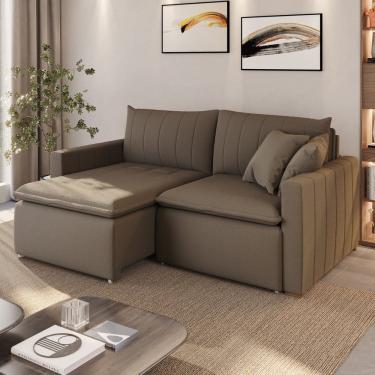 Imagem de Sofá Cama em Madeira Eucalipto e Bouclê 230cm Uruguai Marrom