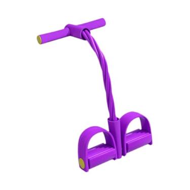 Imagem de Baoblaze Faixa elástica de resistência para pedal, corda de tensão para academia em casa para mulheres, faixa elástica de ioga, 4 tubos, extrator de pedal para, Roxo