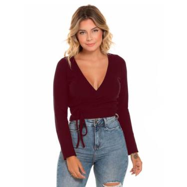 Imagem de Blusa Feminina Social Festa Evento Transpassada Elegante - Hype Kids, 