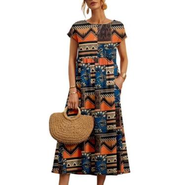 Imagem de Vestido midi Zhyaj, túnica solta de algodão com bolsos para mulheres