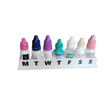 Imagem de Znet3D Suporte de frasco de colírio e organizador semanal – Bandeja etiquetada de 7 dias para facilitar o rastreamento – Design durável e leve – mantém os frascos de colírio limpos, acessíveis e