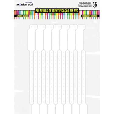 Imagem de Pulseira Identificação, Tecnomídia, PVC, Branco, com Pino, Pacote com 56 Unidades