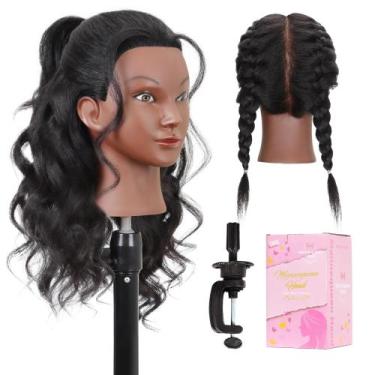 Imagem de Cabeça de manequim ManneQueenhead com cabelo humano 100% real de 16"