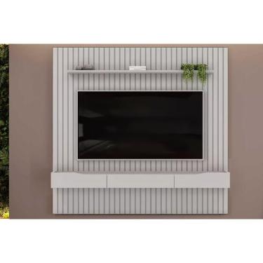 Imagem de Home P/ Tv Até 65 Pol Pratic Ripado C/ 3 Gavetas 223x240cm Bali - Dj Móveis
