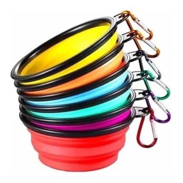 Imagem de KIT 2 Bebedouro Comedouro Retrátil Silicone Dobrável 350ml para Cachorro e Gato