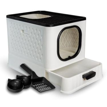 Imagem de Caixa Areia Fechada Gato Grande Sandbox Higiênica Premium Lillos Pet (Branco)