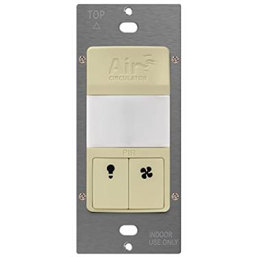 Imagem de TOPGREENER Interruptor circulador de ar de carga dupla, sensor de movimento PIR infravermelho para interruptor de ar fresco automático de hora em hora e exaustor de banheiro e controle de luz, 120 VCA