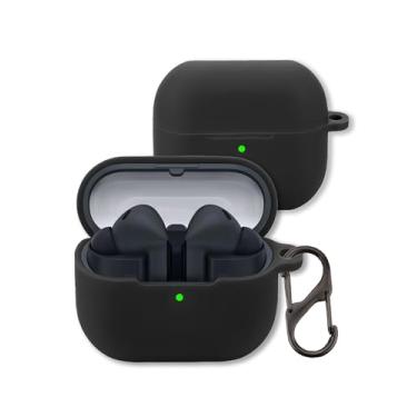 Imagem de Capa para fones de ouvido Samsung Galaxy Buds 3 FE, capa protetora de silicone macio FJIASTB com mosquetão, à prova de choque (preto)