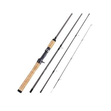 Imagem de Vara de Pesca de Viagem Vara de pesca ultraleve com cabo madeira 2,1 m, vara fibra carbono para truta e robalo, cortiça