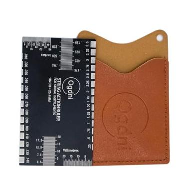 Imagem de Régua de calibre de ação de guitarra com capa de couro grosso, régua de corda de guitarra, altura de precisão, balancim de traste, calibre de guitarra de borda polida-ferramenta Luthier, preta