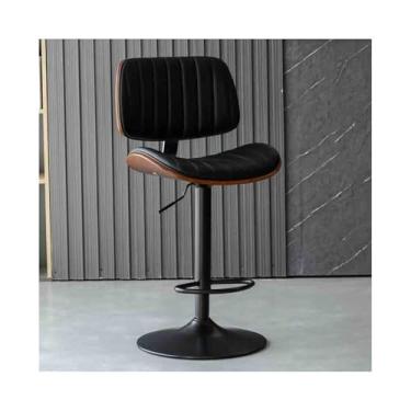 Imagem de Banco de bar de pub Banco de bar luxo leve, elevador doméstico, bancos altos giratórios, balcão, ilha, cadeiras, europeus, encosto(Preto)