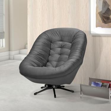 Imagem de Poltrona Base Giratória e Balanço Decorativa Design Moderno Ibiza Grafite