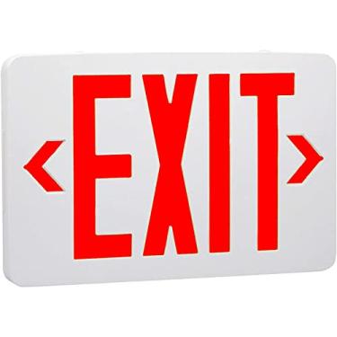 Imagem de OSTEK Luz de LED vermelha para saída de emergência - Padrão - Bateria de reserva, lâmpada LED dupla ABS resistente a fogo 120-277V (sinal de saída vermelha)